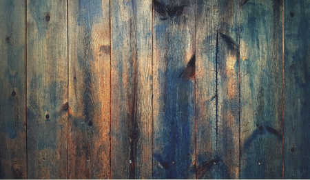 Vintage blue wood texture background with knots and nailsの写真素材