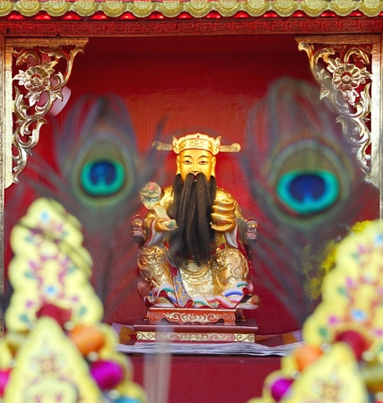 Cai Shen, Chinese God of wealth or  God of fortune statue in Chinese templeのeditorial素材