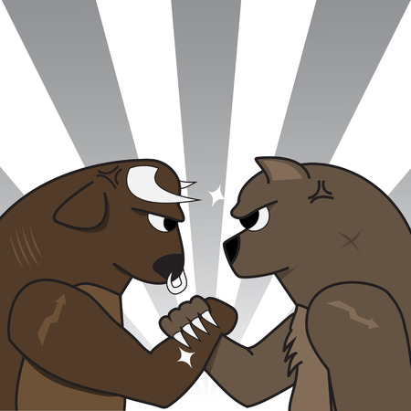 Image of bull bear preparing to fightのイラスト素材