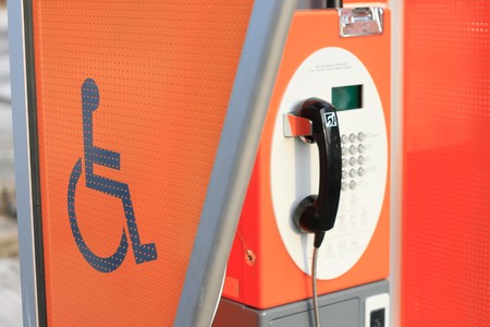 wheelchair icon for disableman  use telephonの写真素材