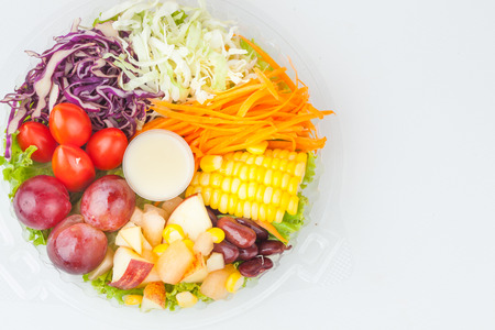 Salad box packaging on white paper background の写真素材