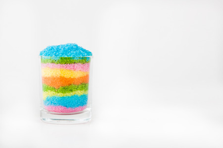 Sugar in glass on white blackgroudの写真素材
