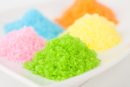 Colorful sugar on white blackgroudの写真素材