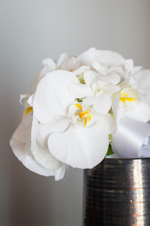 wedding bouquet made from white orchidの写真素材