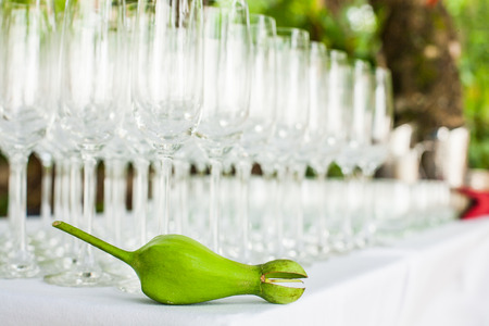 empty wine glassの写真素材