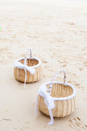 Preparing a wedding on the beach ; Accessories for floristsの写真素材