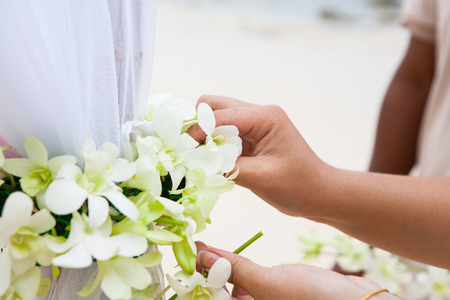 A worker preparing for the wedding.の写真素材