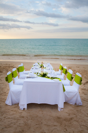 Long dinner tableの写真素材