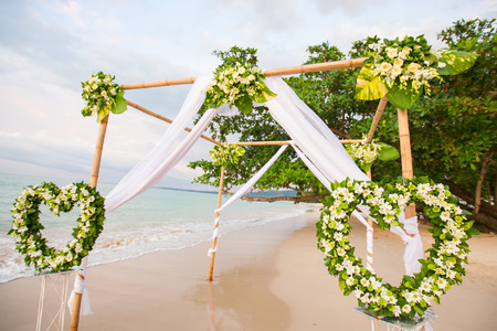 Floral arrangement at a wedding ceremonyの写真素材