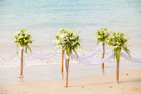 Floral arrangement at a wedding ceremonyの写真素材