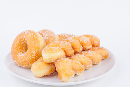 Delicious Sugar Ring Donut with a White paper Backgroundの写真素材