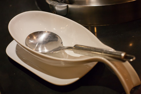 ladle was prepared for the dinner buffetの写真素材