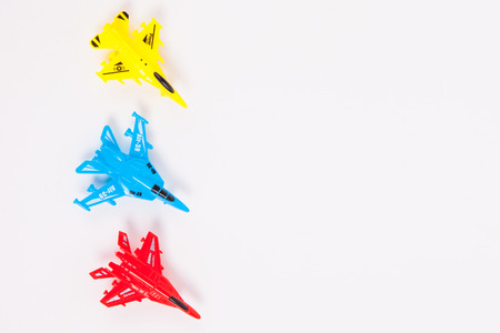 Toy Plane on White paper Backgroundの写真素材