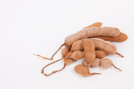 Tamarind  on white paper backgroundの写真素材