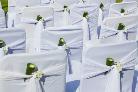 wedding Chair setup for wedding ceremony in Thailandの写真素材