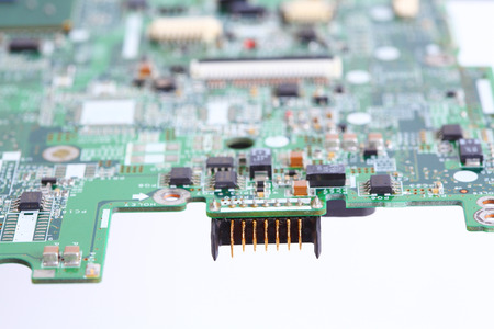 Closeup of computer micro circuit boardの写真素材
