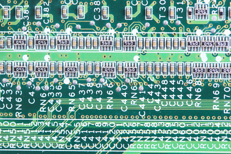 Closeup of computer micro circuit boardの写真素材