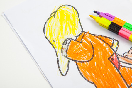 Paintings of children in kindergarten at Thailandの写真素材