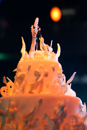 The wedding cake was light in the ceremony.の写真素材