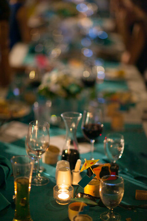 Table Setting at a Wedding Reception on beach