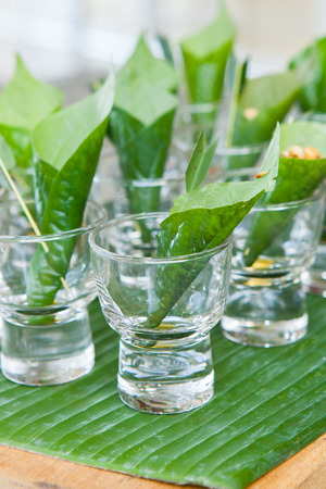 Canape with Thai food : Miang Kum (Leaf-Wrapped Bite-Size Appetizer)の写真素材