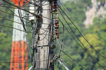 High voltage device in countryside of Thailandの写真素材