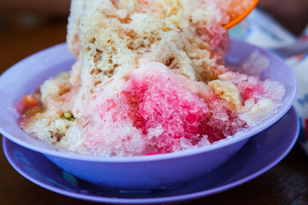 Closeup image of cendol dessert with gula Melaka syrupの写真素材