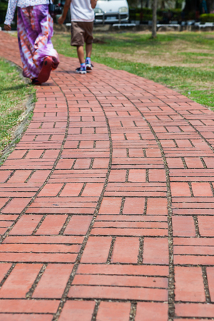 walkway in the city at Malacca,Malaysia.の写真素材