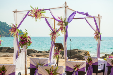 Wedding set up on the beach at Thailand.の写真素材
