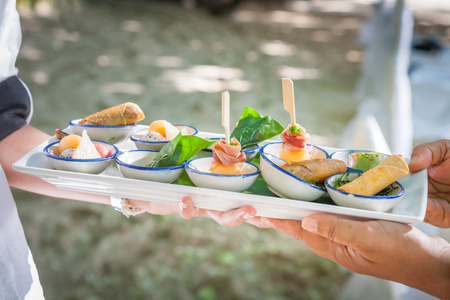 Food was prepared for the wedding dinner.の写真素材
