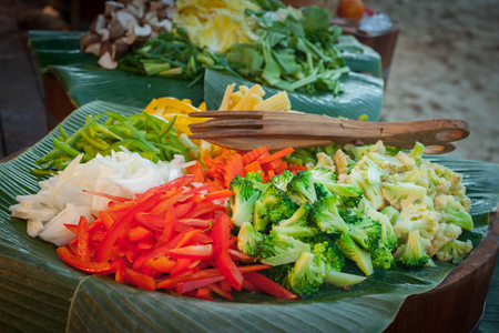 Decoration and vegetable prepared for the wedding dinner party.の写真素材