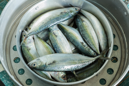 fish in pot for preparing cooking , salted fish and home-cookedの写真素材