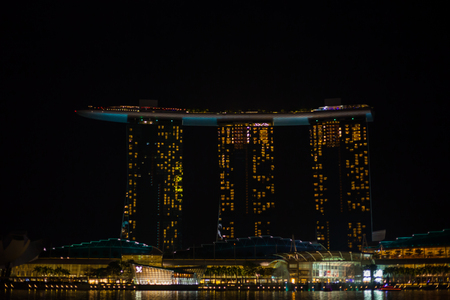 Beautiful laser show at the marina bay waterfront in singaporeのeditorial素材