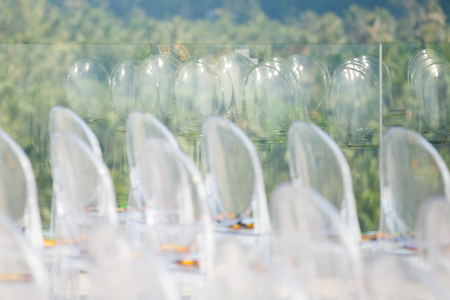 wedding chair setup for wedding ceremony in Thailandの写真素材