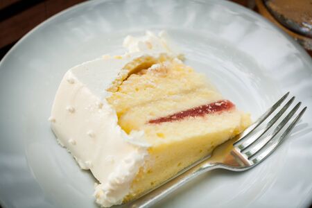 The wedding cake is cut into pieces.の写真素材
