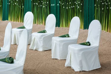 Floral arrangement at a wedding ceremonyの写真素材