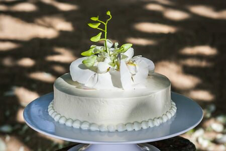 Wedding Cake with Flowers on Top,Thailandの写真素材