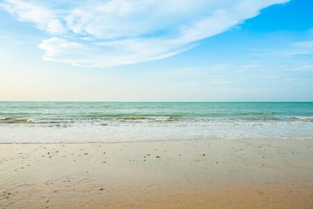 Beautiful tropical beach and sea landscape with blue sky background