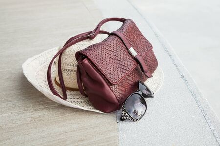 Woman's summer holidays accessories, Summer vacation concept.の写真素材