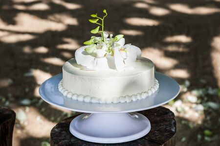 Wedding Cake with Flowers on Top,Thailandの写真素材