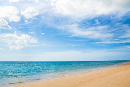 Beautiful of Blue sky, Wave and Sand beach background.の写真素材