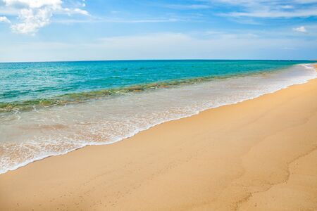 Beautiful of Blue sky, Wave and Sand beach background.の写真素材