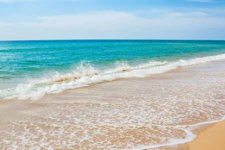 Beautiful of Blue sky, Wave and Sand beach background.の写真素材