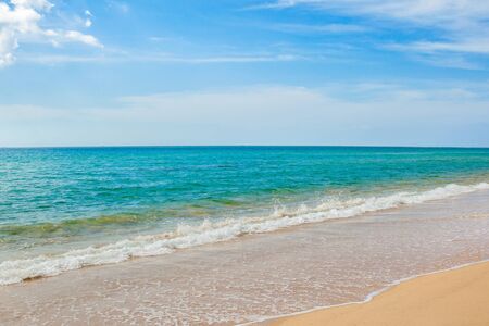 Beautiful of Blue sky, Wave and Sand beach background.の写真素材