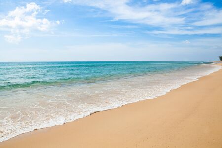 Wave of the sea on the sand beach at Thailand.の写真素材