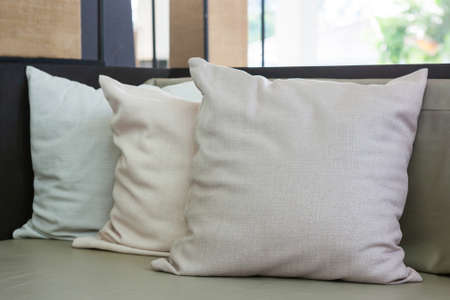 Sofa with pillows in room at home.の写真素材