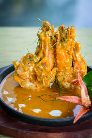 Thai food shrimp in  spicy herb coconut milk sauceの写真素材