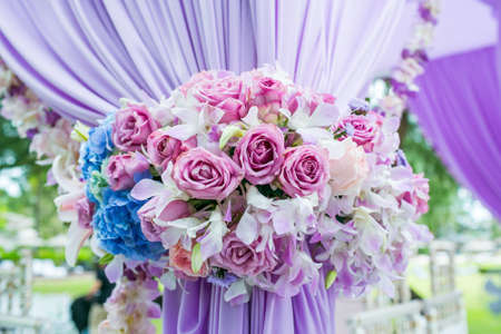 Floral arrangement at a wedding ceremony in Thailand.の写真素材