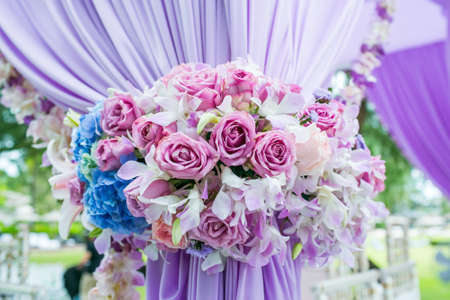 Floral arrangement at a wedding ceremony in Thailand.