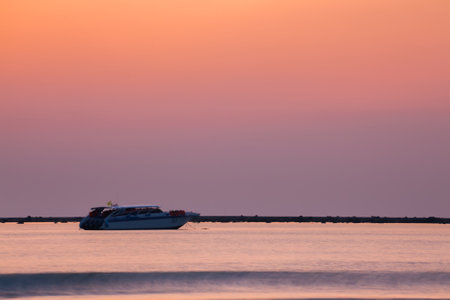 background of the sky with clouds at sunsetの写真素材